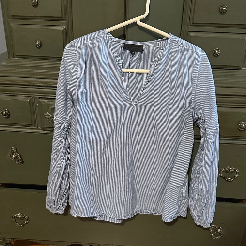 Nili Lotan Light Blue Striped Blouse